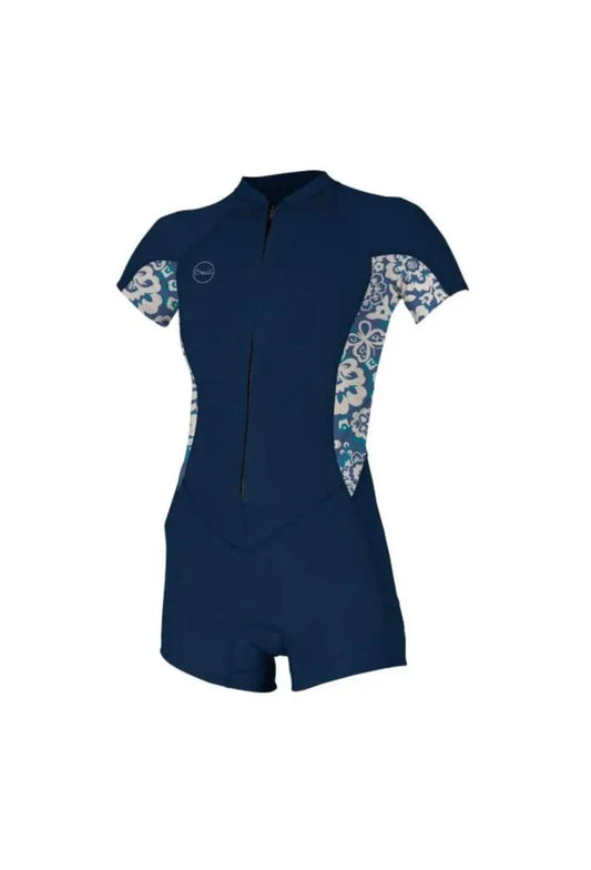 O'Neill Ladies Bahia 2mm Front Zip Short Sleeve Shorty Wetsuit - French Navy | O’neill |