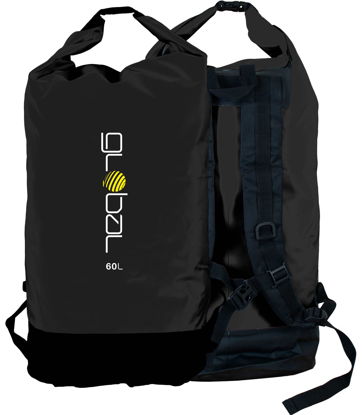 Global 60 Litre Backpack Dry Bag - Black | Global | Waterproof Dry Bag - Northshore Newquay - Surf/Skate Shop