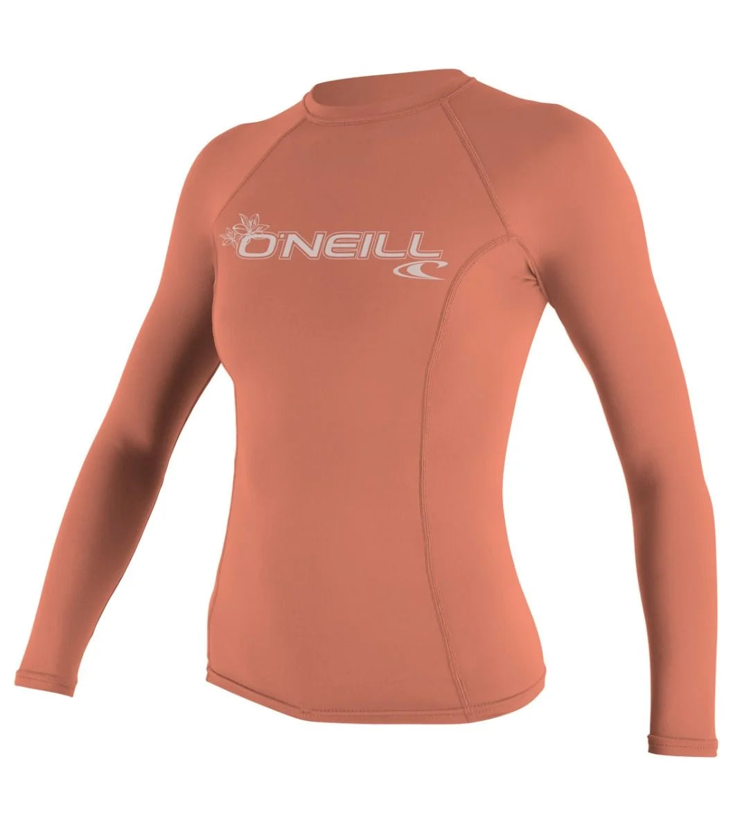 O'NEILL Womens Basic Skins Long Sleeve Crew Rash Vest light grapefruit | O’neill | Rash Vest - Northshore Newquay - Surf/Skate Shop