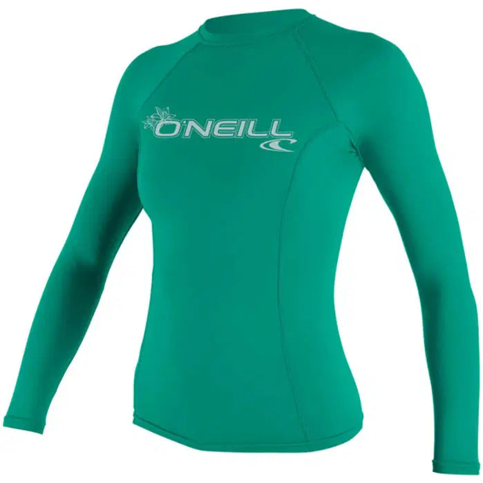 O'NEILL Womens Basic Skins Long Sleeve Crew Rash Vest X-Large Sea glass | O’neill | Rash Vest - Northshore Newquay - Surf/Skate Shop
