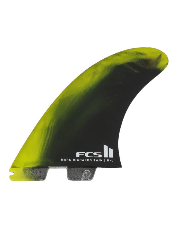 FCS II MR PC Twin + Stabilizer Fins cyber lime/black | FCS | Surfboard Fins. - Northshore Newquay - Surf/Skate Shop