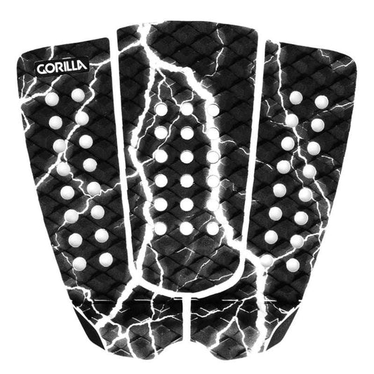 Gorilla Surf Eric Geiselman Lightning 3 Piece Surfboard Tail Pad - Black/White | Gorilla Grip | Traction pad