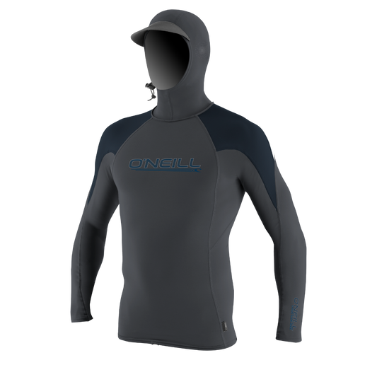 O'Neill Mens Premium Skins O'Zone Long Sleeve Rash Guard W/Hood in Graphite/Slate/White