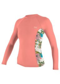 ONeill Ladies Side Print Long Sleeve Rash Vest desert flower/cara floral