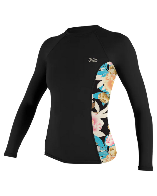 ONeill Ladies Side Print Long Sleeve Rash Vest black/micah floral