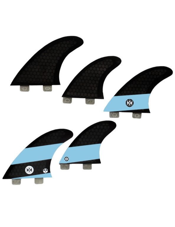 Koalition Performance FCS Tri-Quad Fins Medium - Smoke/Blue | Koalition | Fin - Northshore Newquay - Surf/Skate Shop