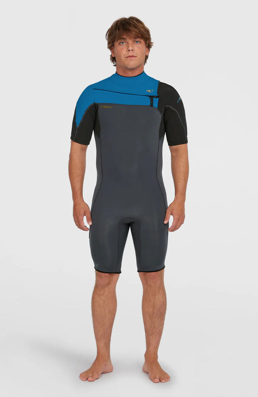 O’NEILL MENS HAMMER 2MM CHEST ZIP SHORT SLEEVE SPRING WETSUIT | GRAPH /BLACK / OCEAN | O’neill | Summer Wetsuit