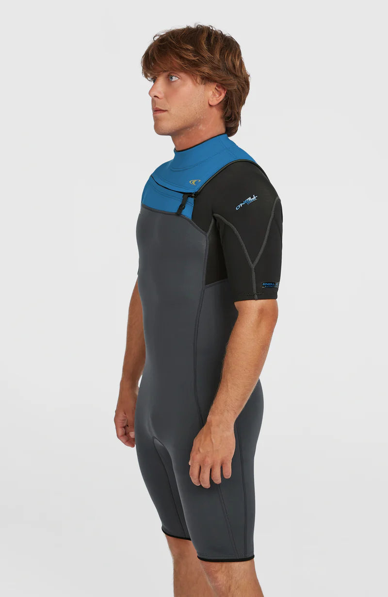 O’NEILL MENS HAMMER 2MM CHEST ZIP SHORT SLEEVE SPRING WETSUIT | GRAPH /BLACK / OCEAN | O’neill | Summer Wetsuit