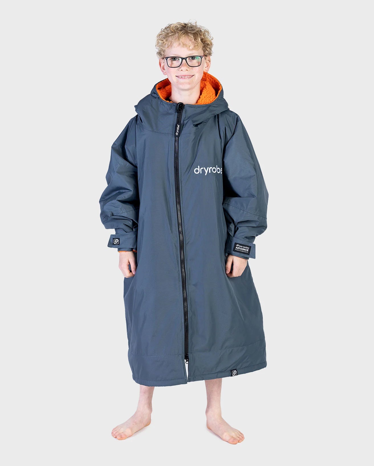 DryRobe V3 Long Sleeve - KIDS 5-9 Dark grey orange | Dryrobe | Change Robe