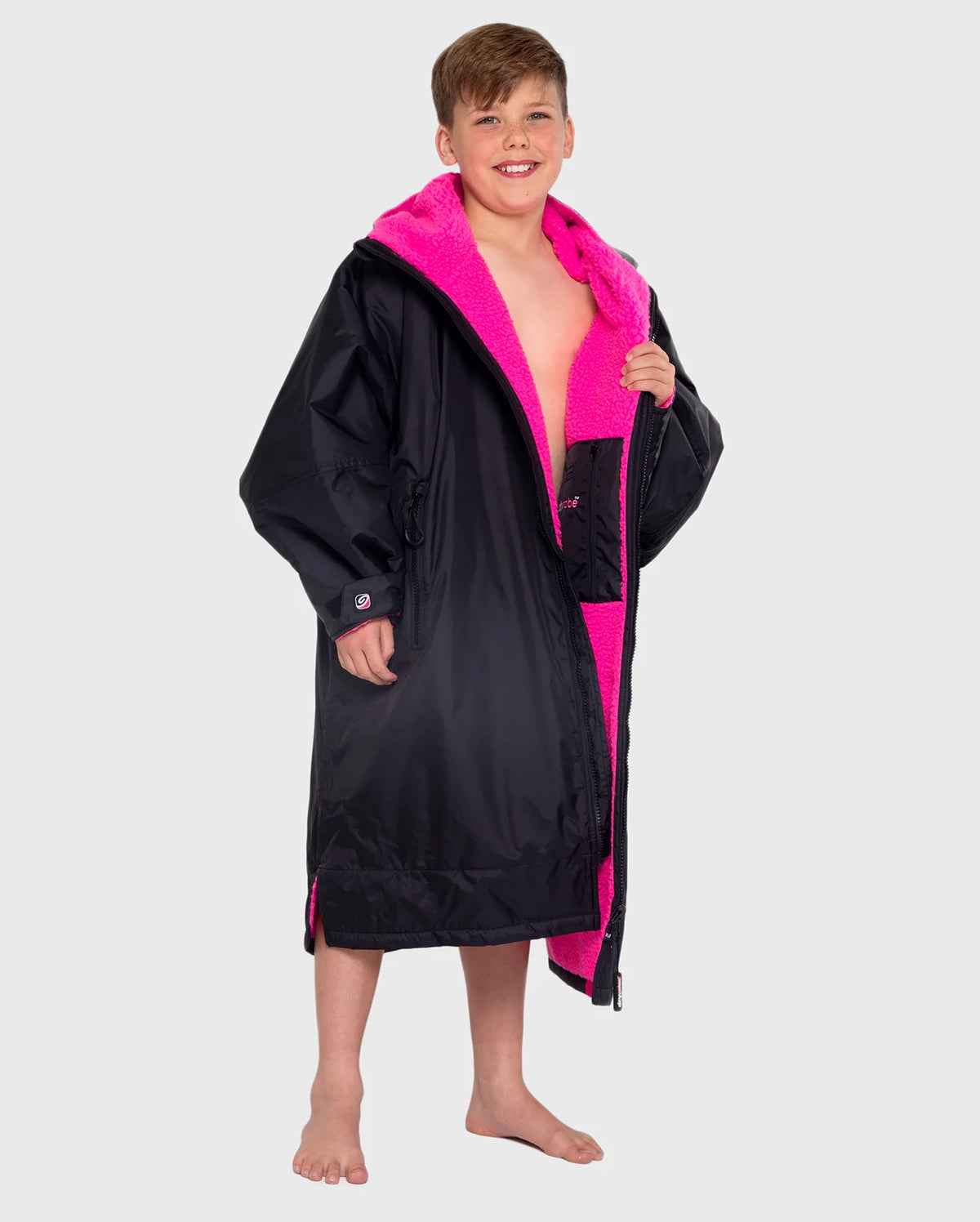 DryRobe V3 Long Sleeve - KIDS 5-9 Black Pink | Dryrobe | Change Robe - Northshore Newquay - Surf/Skate Shop