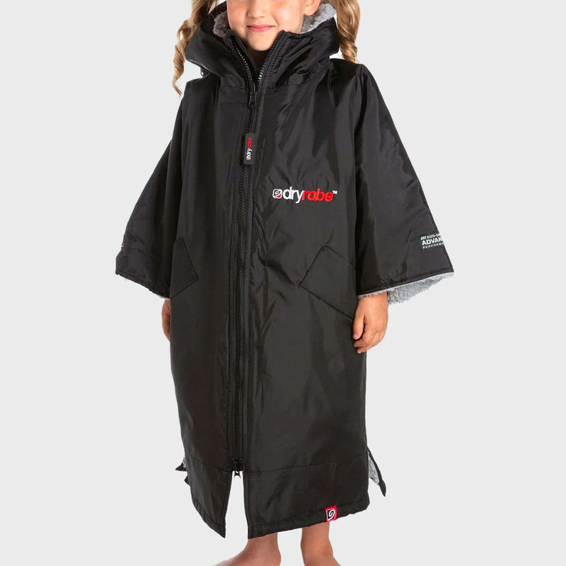 Kids DryRobe V3 Age 5-9 Black Grey | Dryrobe | Dryrobe - Northshore Newquay - Surf/Skate Shop