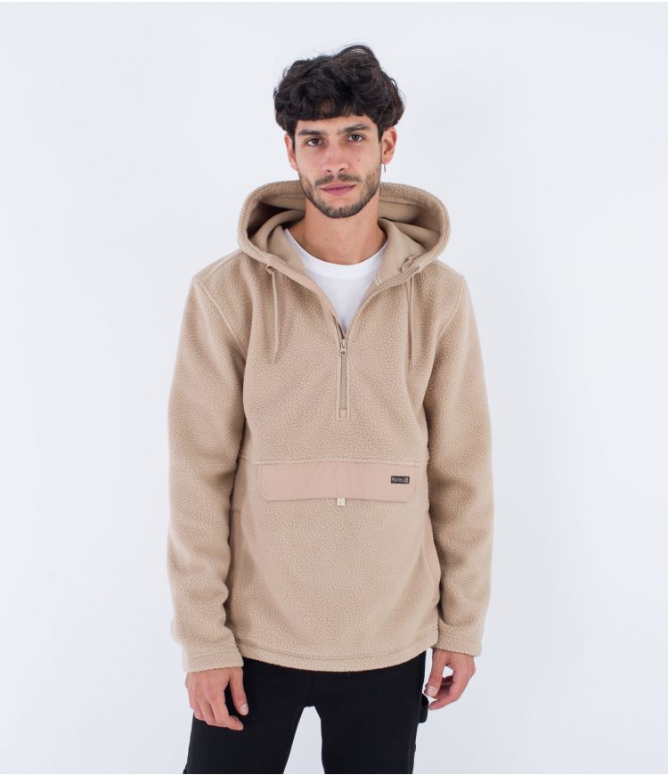 Hurle Burrito sherpa Anorak 1/4 zipper-Natural | Hurley | Fleece