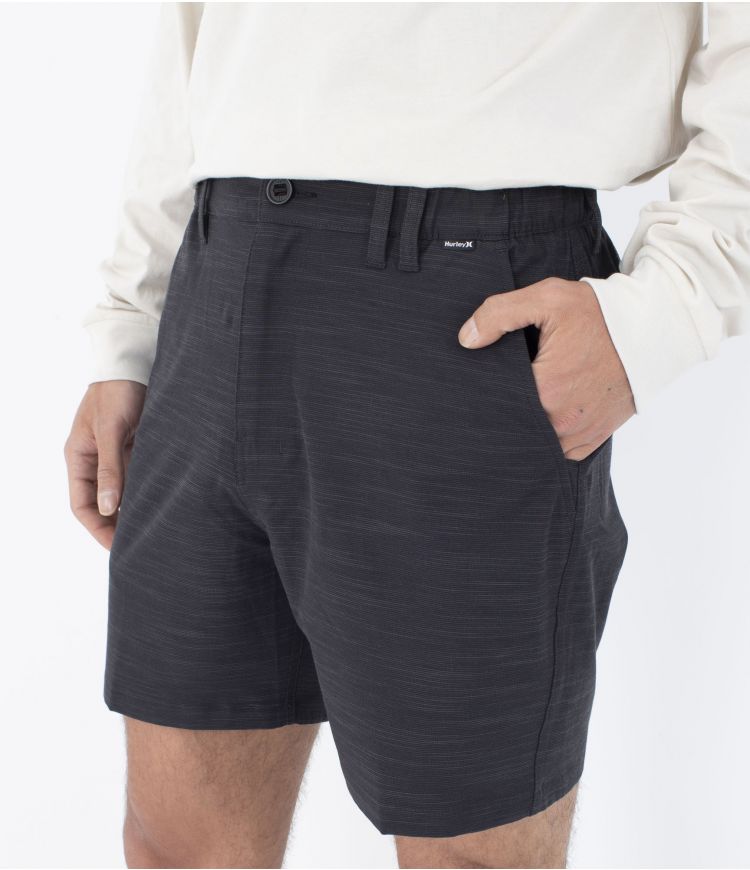 Hurley Phantom 18" Slub Shorts 3/4 waistband-Black | Hurley | - Northshore Newquay - Surf/Skate Shop