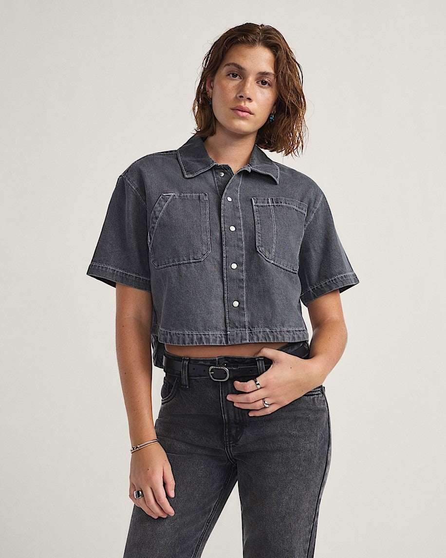 Vans Natalie Denim Shirt-Grey Wash | Vans | Shirt - Northshore Newquay - Surf/Skate