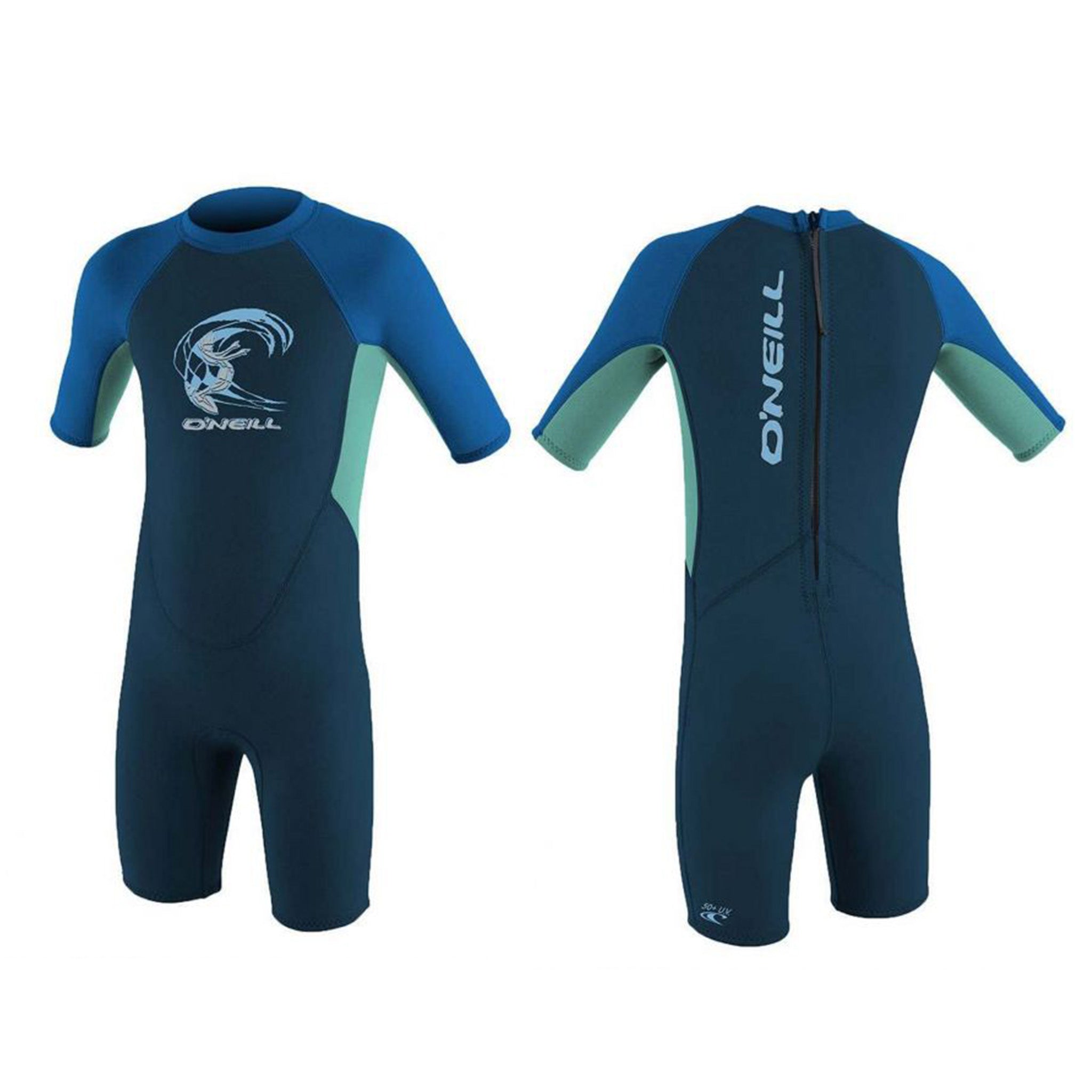 O’NEILL TODDLER REACTOR 2MM BACK ZIP SHORTY WETSUIT (Slate/Aqua)