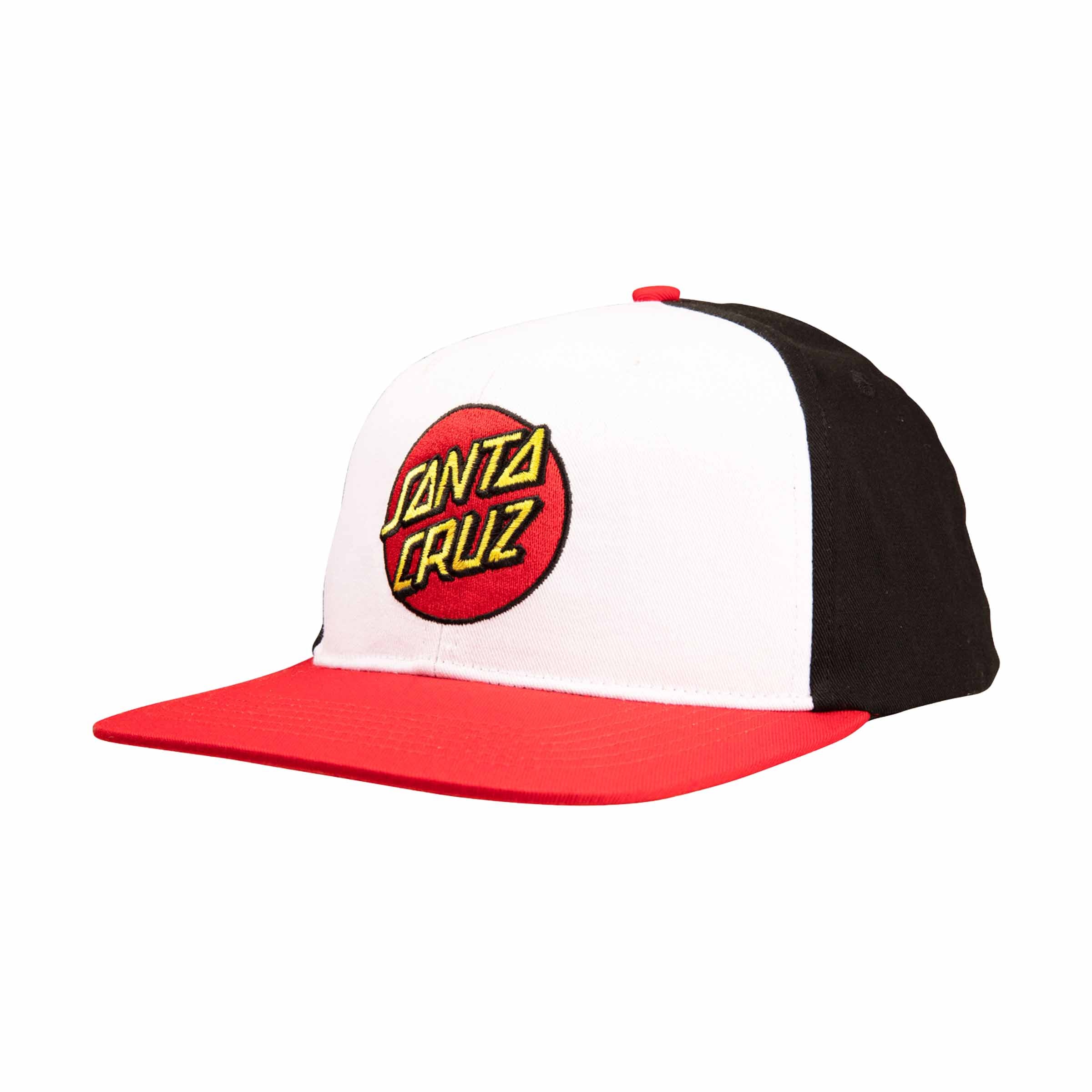 Santa Cruz Classic Dot Snap Back-White/Black/Red | Santa Cruz | - Northshore Newquay - Surf/Skate Shop