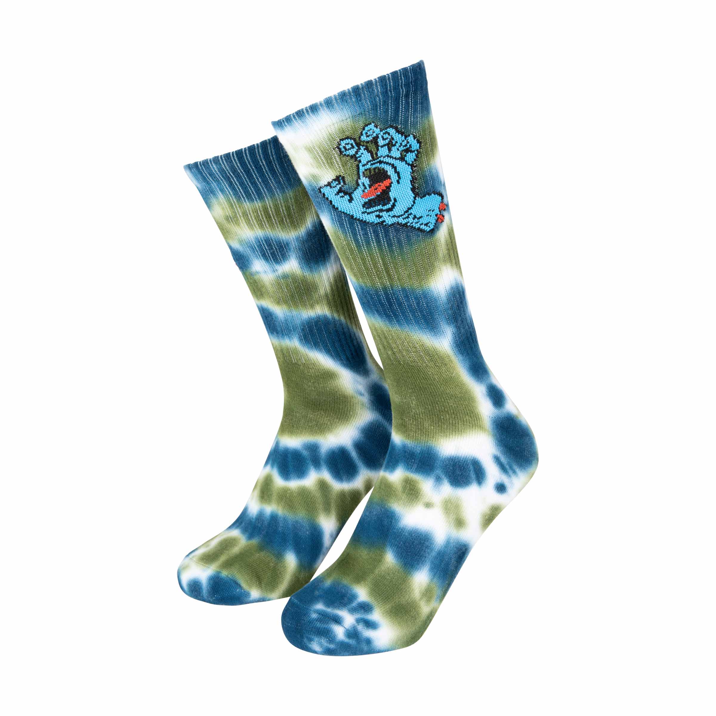Santa Cruz Screaming Hand Tie Dye Sock-Teal Tie Dye | Santa cruz | - Northshore Newquay - Surf/Skate Shop
