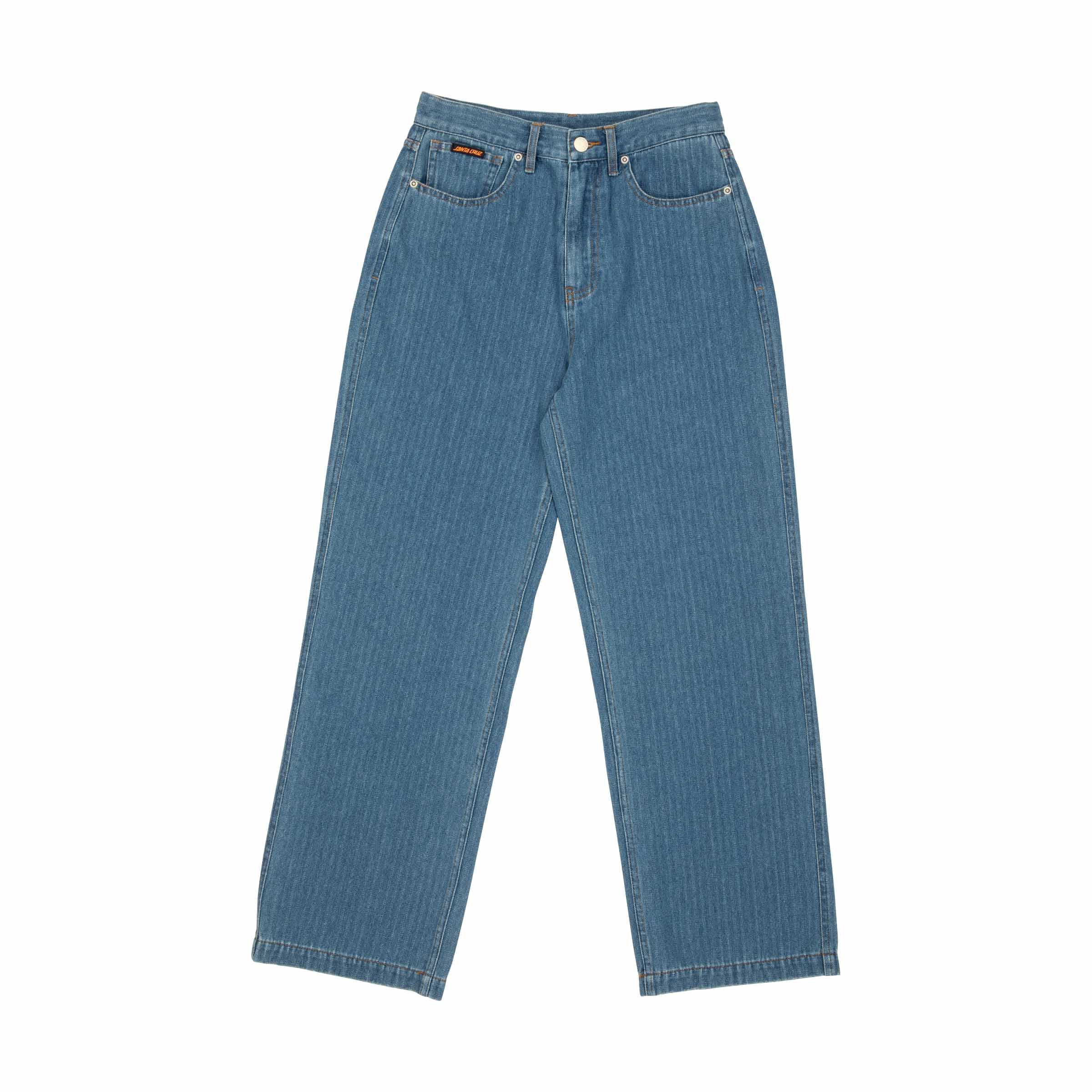 Santa Cruz Women's Classic Baggy Jeans-Light Blue Stripe 14 | Santa Cruz | Jeans - Northshore Newquay - Surf/Skate Shop
