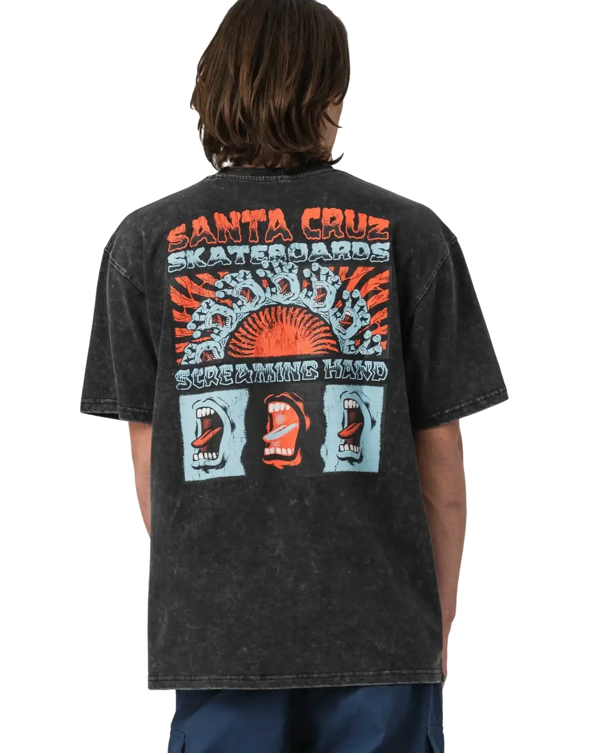 Santa Cruz VTG Screaming Connect Tshirt-Black Acid Wash | Santa Cruz | T Shirt - Northshore Newquay - Surf/Skate Shop