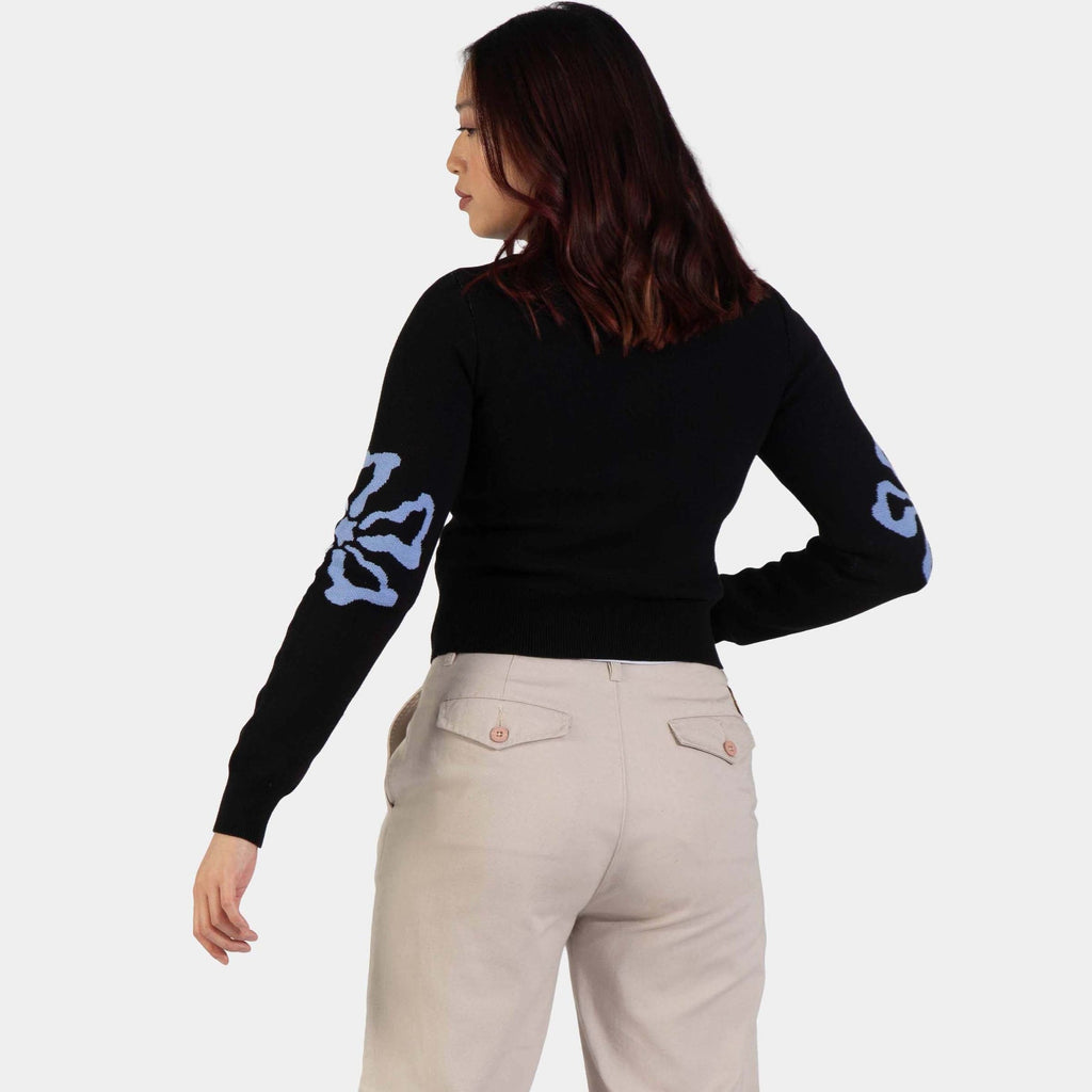 Santa Cruz Women's Flower Knit Track Top-Black Wash