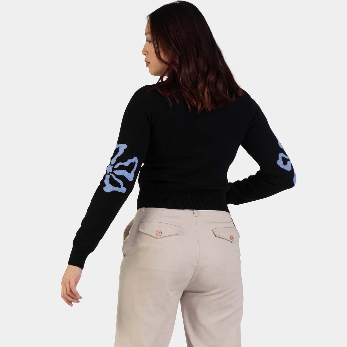 Santa Cruz Women's Flower Knit Track Top-Black Wash