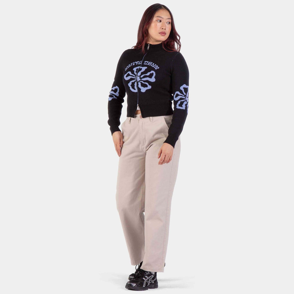 Santa Cruz Women's Flower Knit Track Top-Black Wash