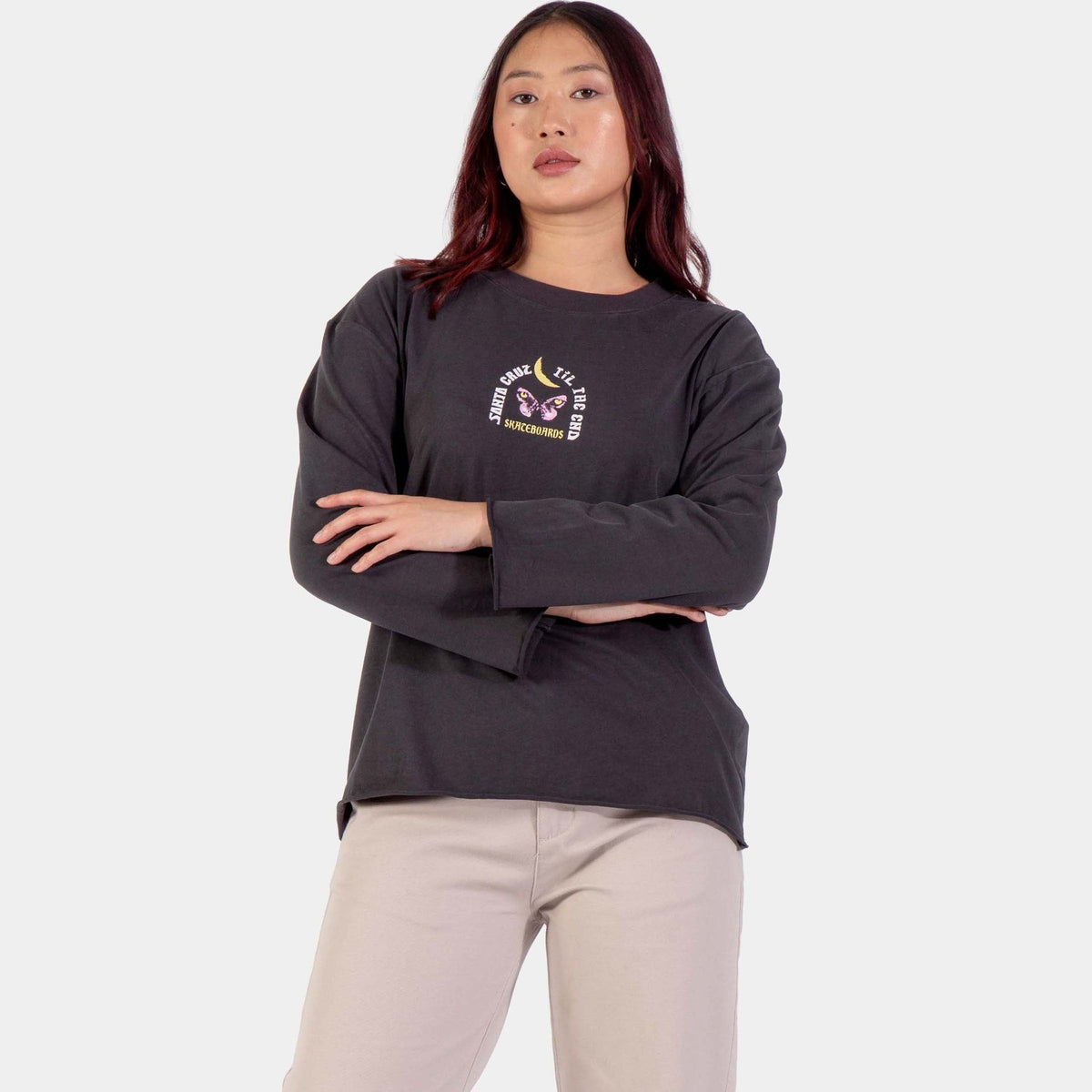 Santa Cruz Night Visions Mini Long Sleeve T-Shirt-Charcoal Wash