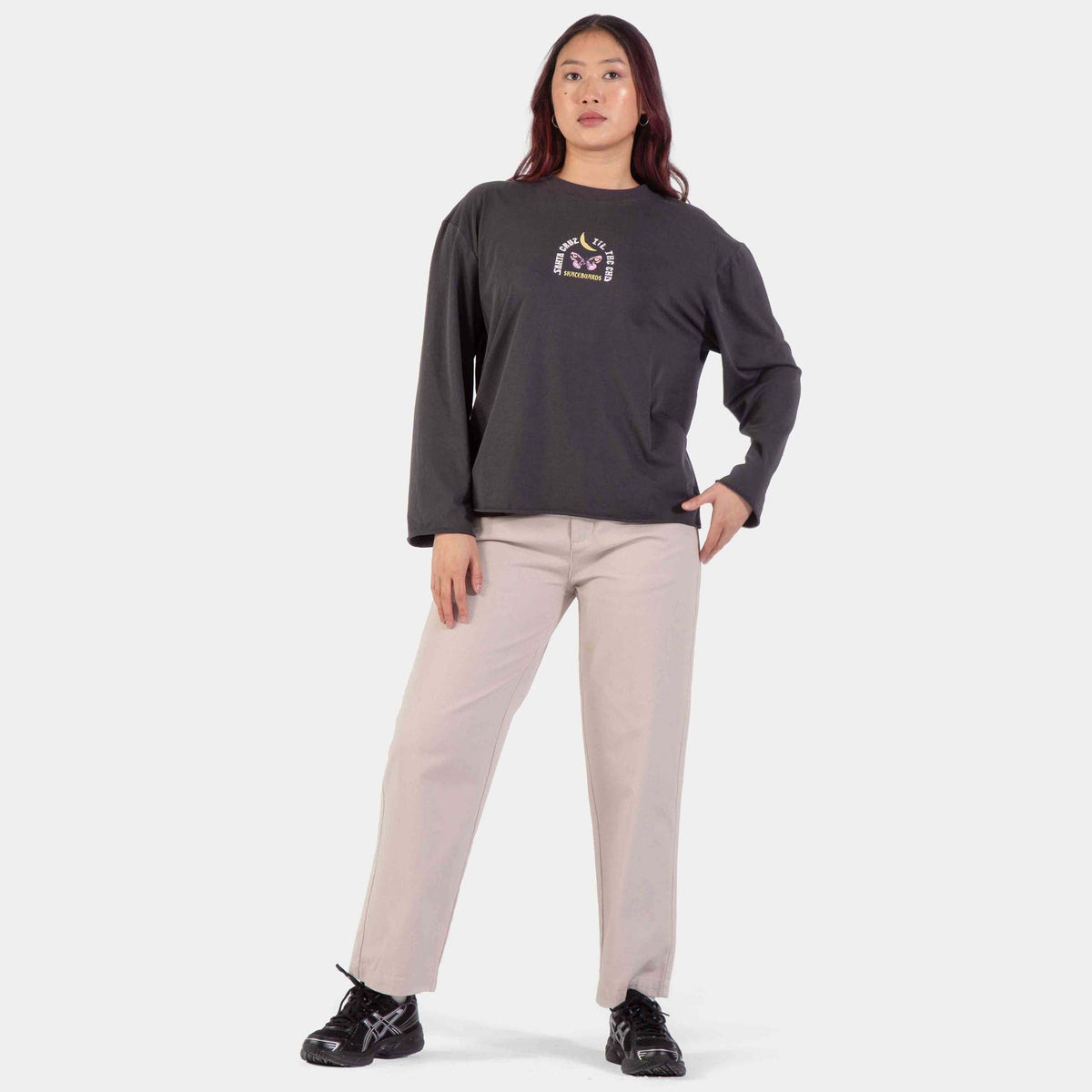 Santa Cruz Night Visions Mini Long Sleeve T-Shirt-Charcoal Wash