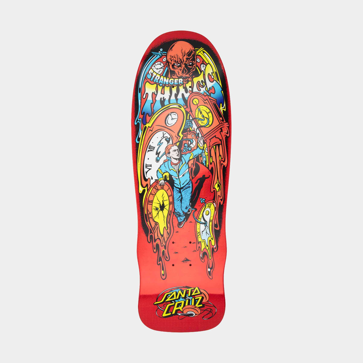 Santa Cruz Grabke Max/Stranger Things Melting Clock Deck-Red | Santa Cruz | Deck - Northshore Newquay - Surf/Skate Shop