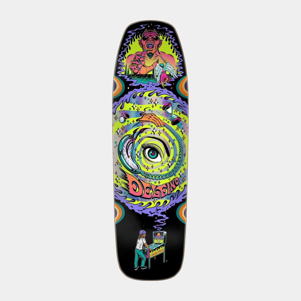 Santa Cruz Delfino Pinball Vision Pro Skateboard Deck 9.14in x 31.50in | Santa cruz | - Northshore Newquay - Surf/Skate Shop