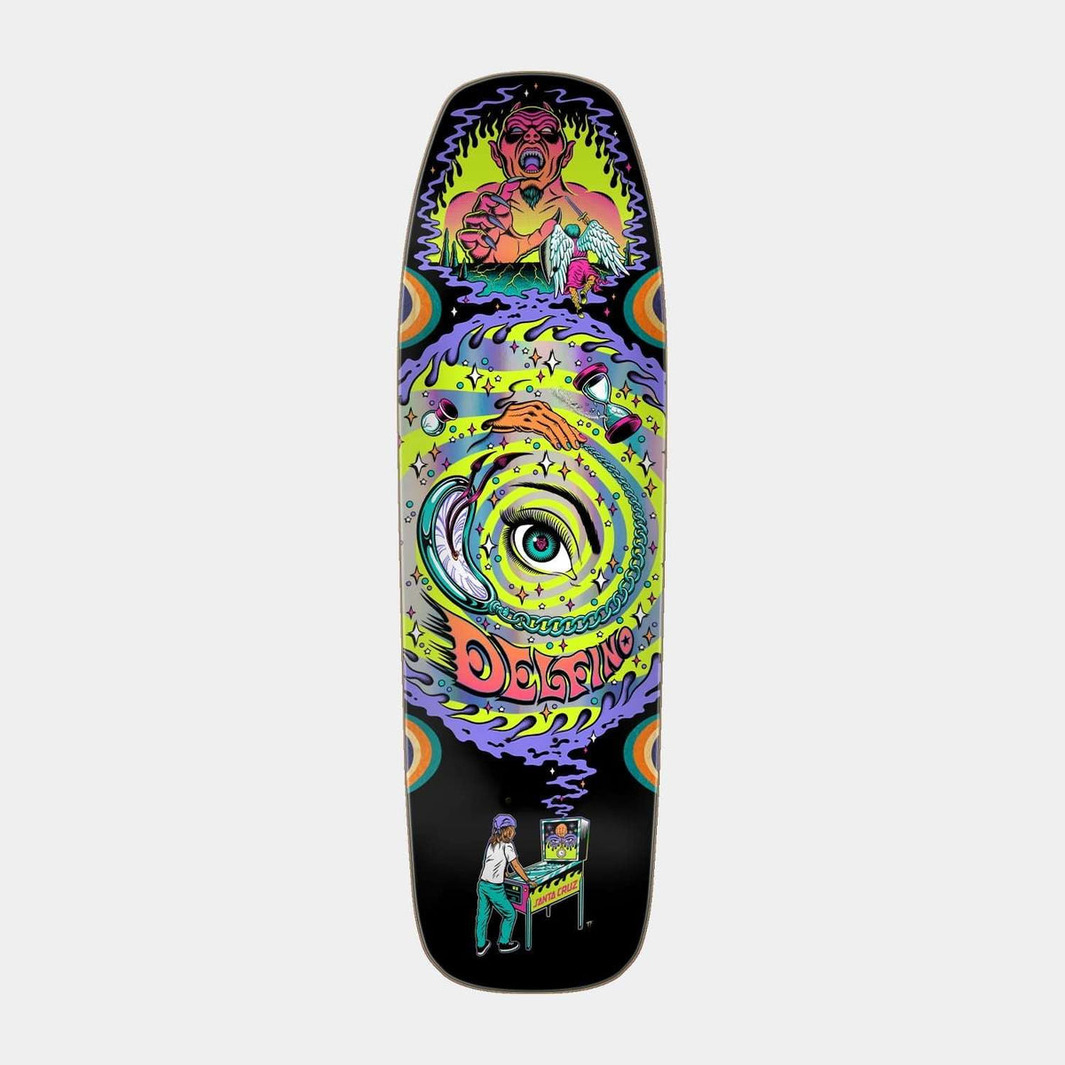 Santa Cruz Delfino Pinball Vision Pro Skateboard Deck 9.14in x 31.50in | Santa cruz | - Northshore Newquay - Surf/Skate Shop