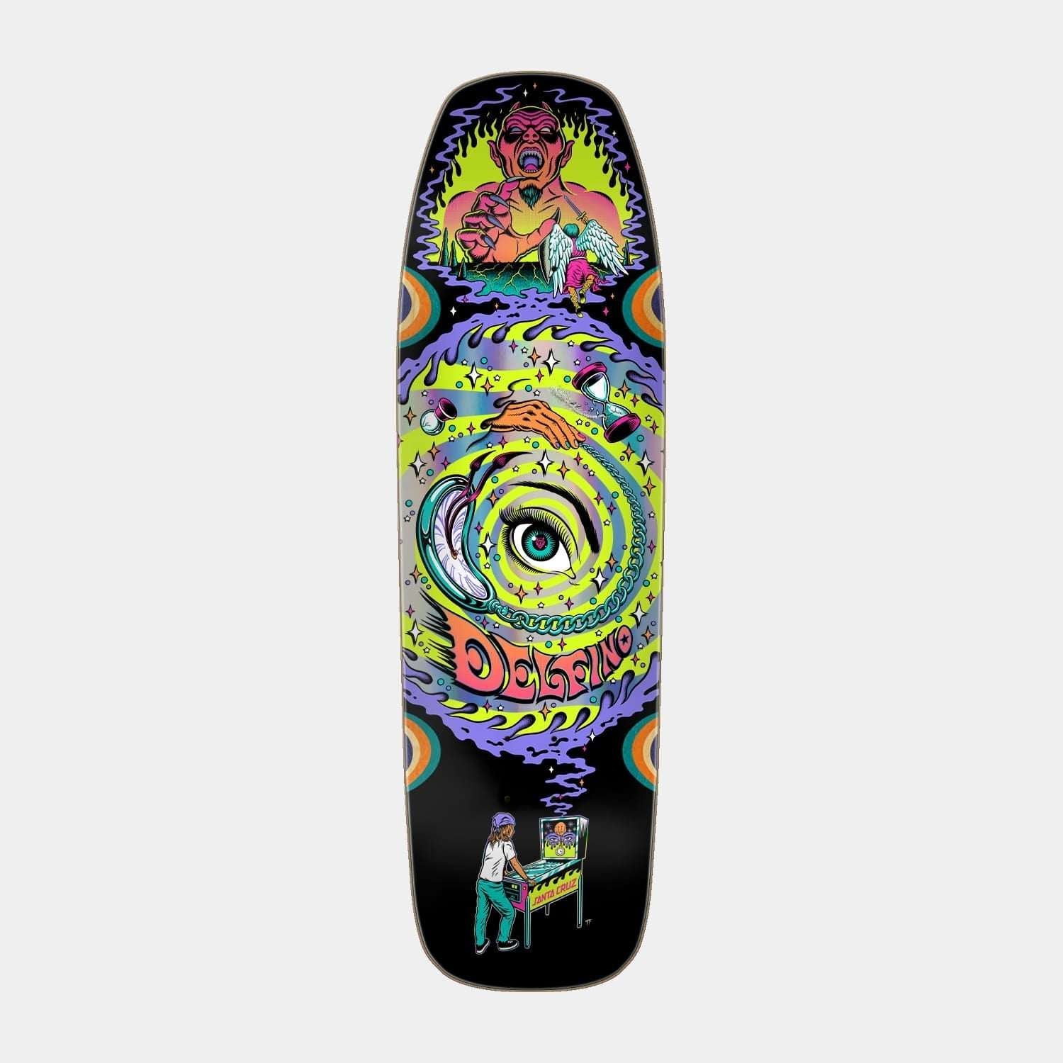 Santa Cruz Delfino Pinball Vision Pro Skateboard Deck 9.14in x 31.50in | Santa cruz | - Northshore Newquay - Surf/Skate Shop