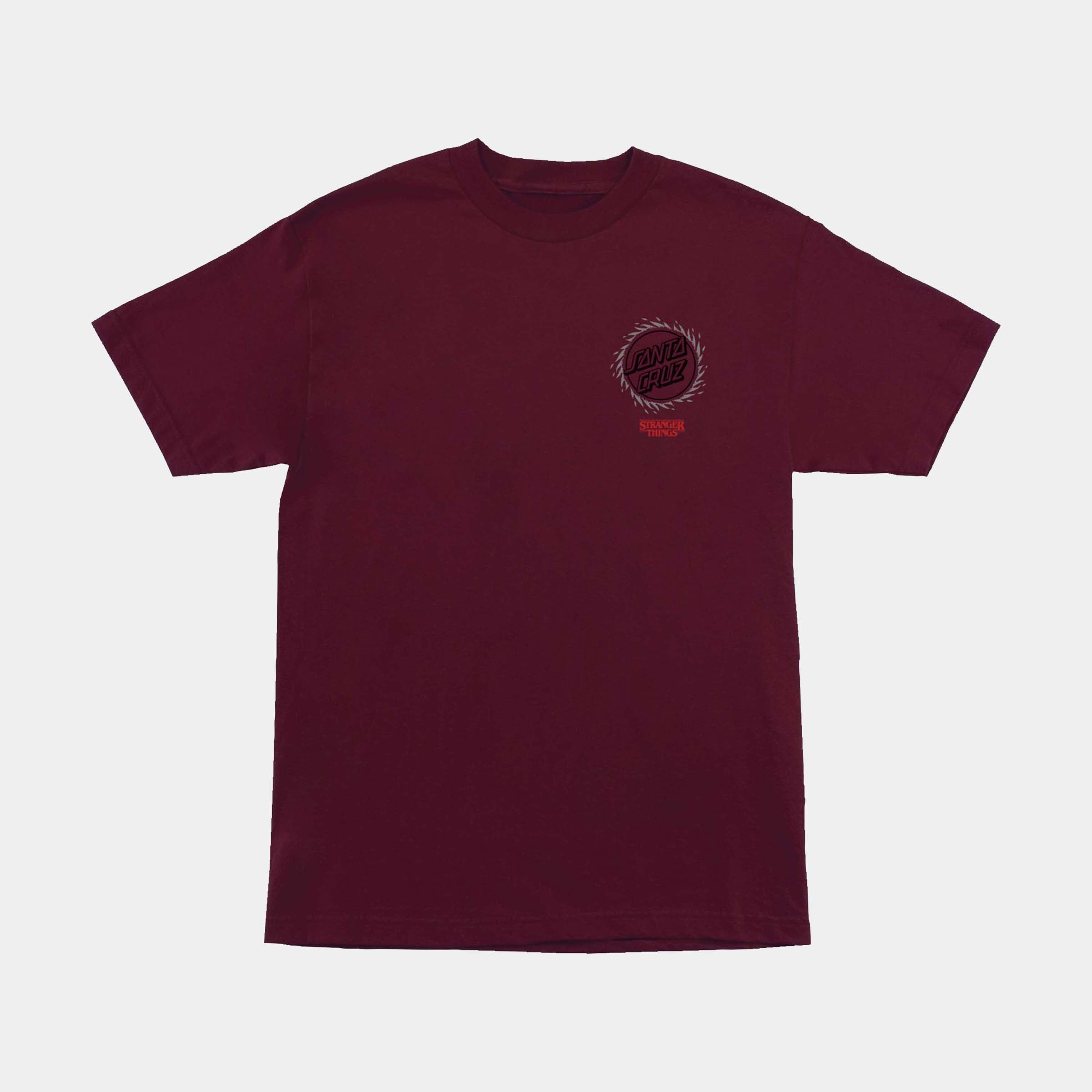 Santa Cruz Stranger Things Hell fire T-Shirt-Maroon | Santa Cruz | T Shirt - Northshore Newquay - Surf/Skate