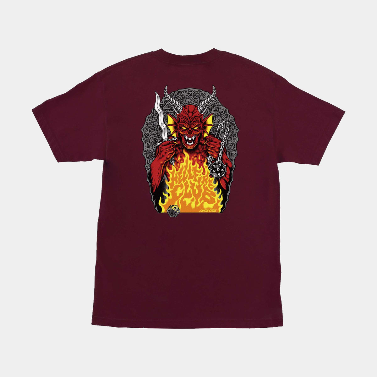 Santa Cruz Stranger Things Hell fire T-Shirt-Maroon | Santa Cruz | T Shirt - Northshore Newquay - Surf/Skate Shop