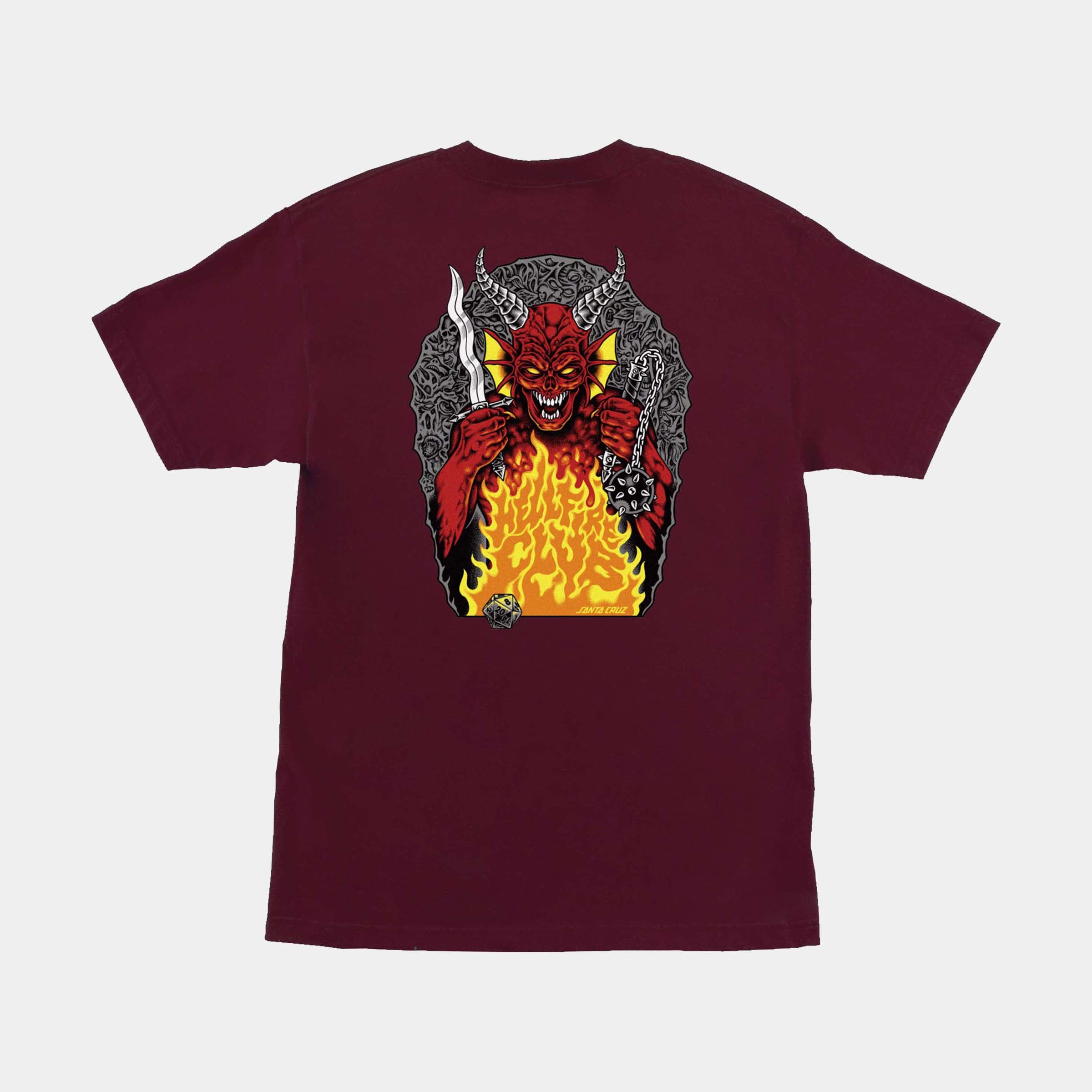 Santa Cruz Stranger Things Hell fire T-Shirt-Maroon | Santa Cruz | T Shirt - Northshore Newquay - Surf/Skate