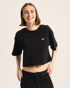 Vans W SALTON RELAX CROP SS - Black | Vans | Womens T-Shirts - Northshore Newquay - Surf/Skate Shop