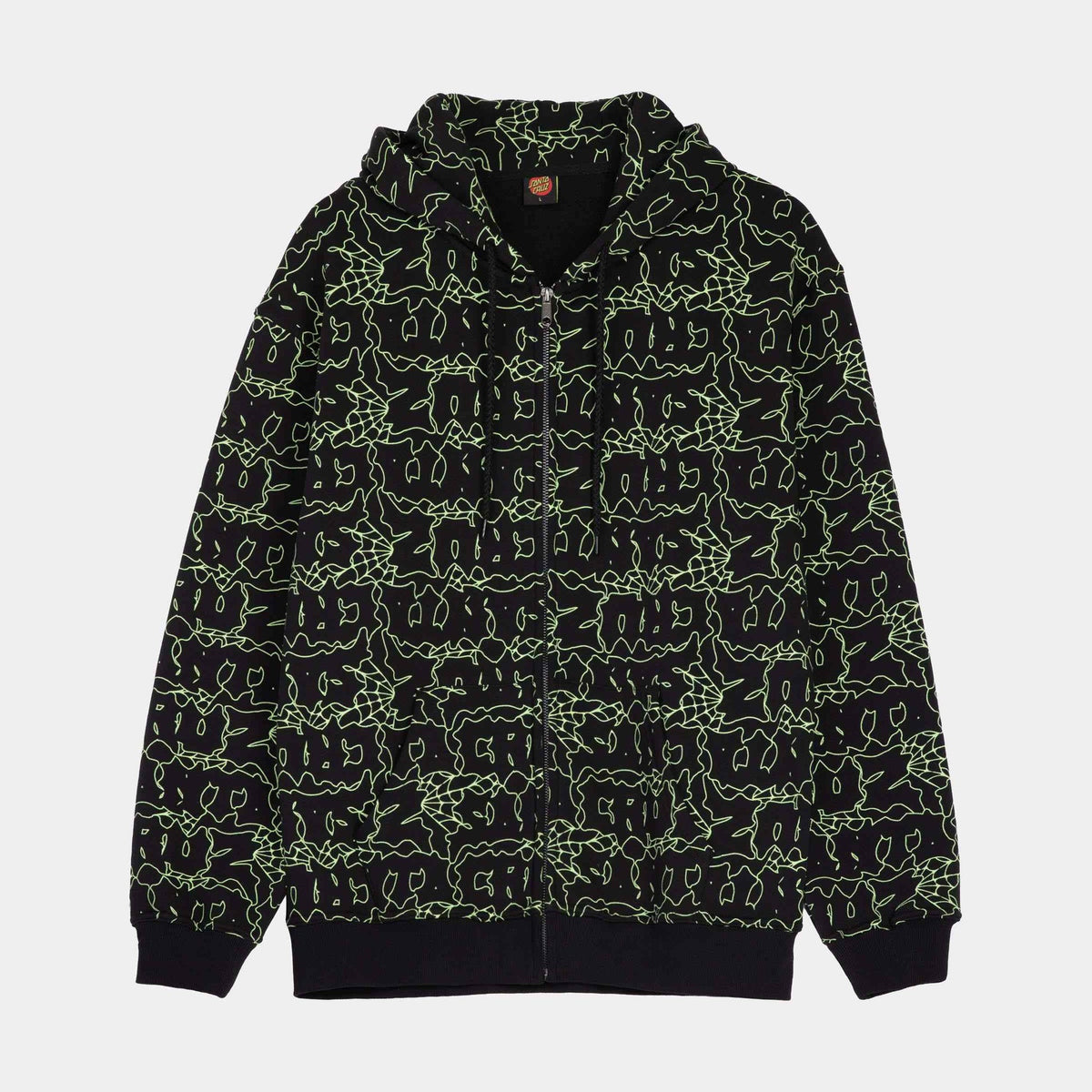 Santa Cruz Punk Web Zip Hood-Black/Green