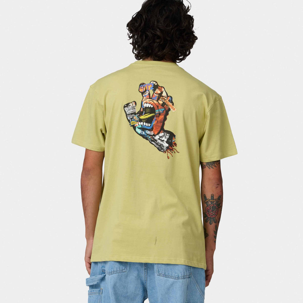 Santa Cruz Collage Hand T-Shirt-Faded Khaki | Santa Cruz | - Northshore Newquay - Surf/Skate Shop