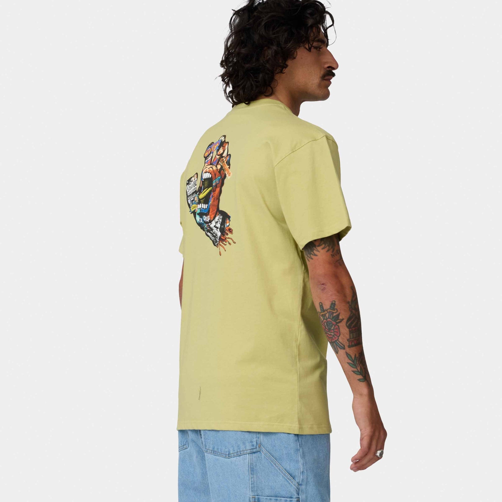 Santa Cruz Collage Hand T-Shirt-Faded Khaki | Santa Cruz | - Northshore Newquay - Surf/Skate Shop