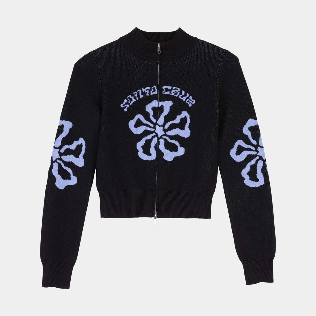 Santa Cruz Women's Flower Knit Track Top-Black Wash