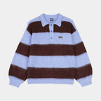 Santa Cruz Women's Groovy Stack Knitted Polo Top-Blue/Brown Stripe