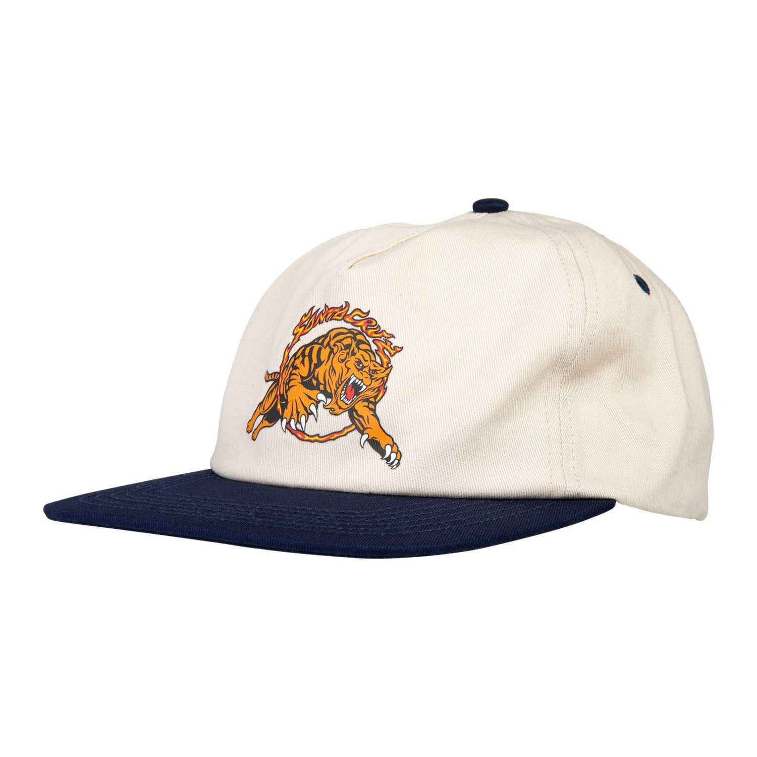 Santa Cruz Salba Tiger Simplified Snap Back Cap-Natural/Navy | Santa Cruz | - Northshore Newquay - Surf/Skate