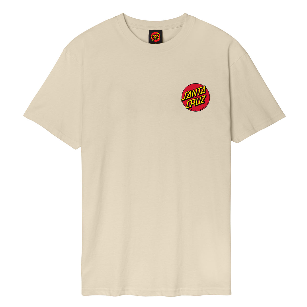 Santa Cruz Classic Dot Chest Logo Tshirt-Blond Wood | Santa Cruz | T Shirt - Northshore Newquay - Surf/Skate Shop