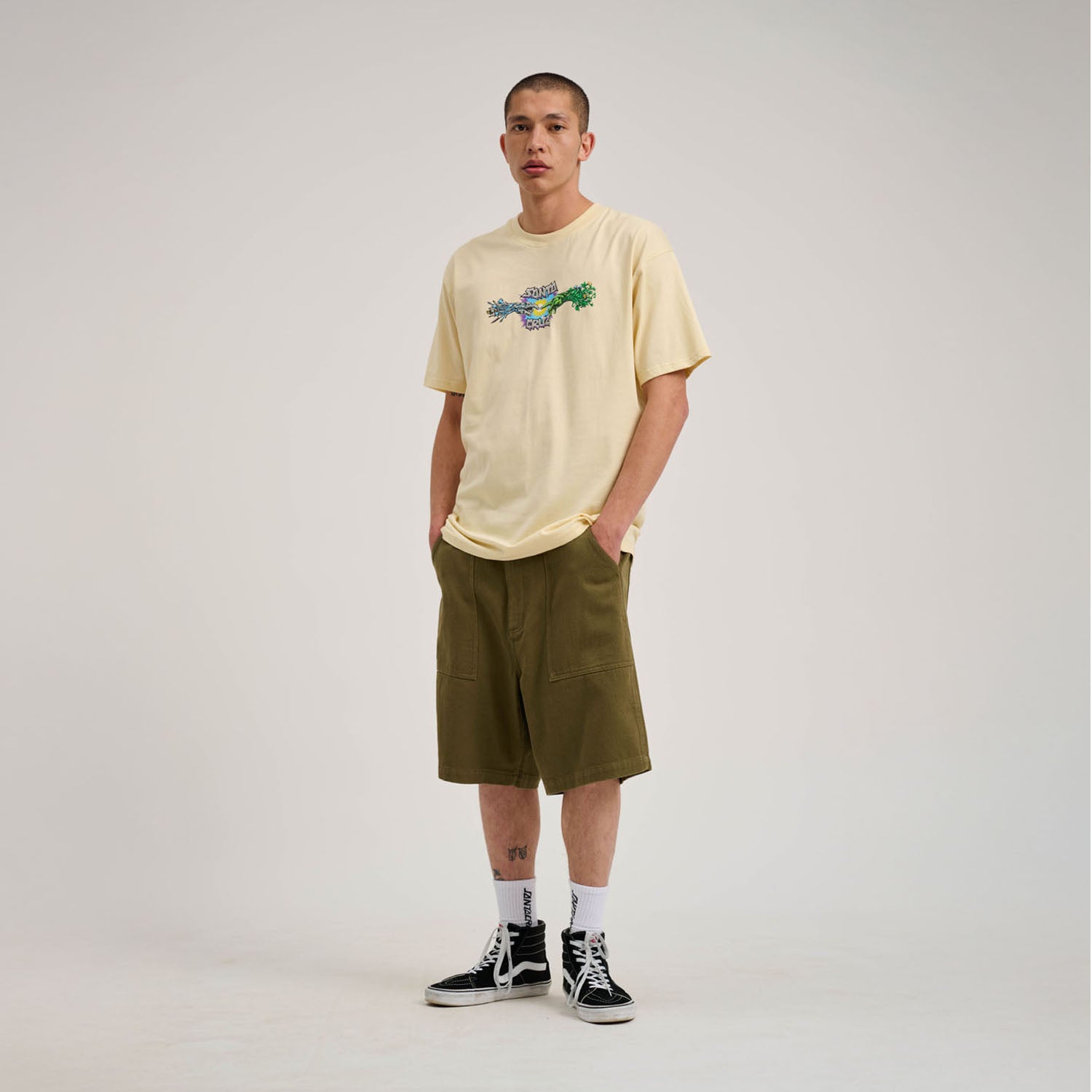Santa Cruz Wooten Contact Logo Tshirt-Vanilla | Santa Cruz |