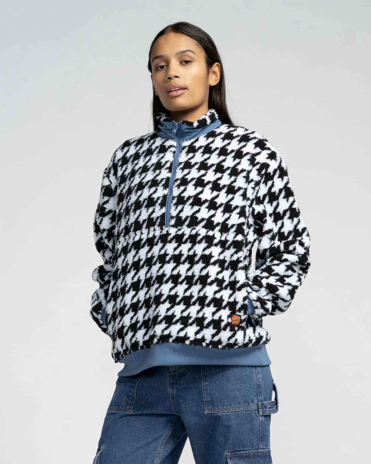 Santa Cruz Women's Astra Sherpa Fleece Jacket-Black/White | Santa Cruz | Fleece
