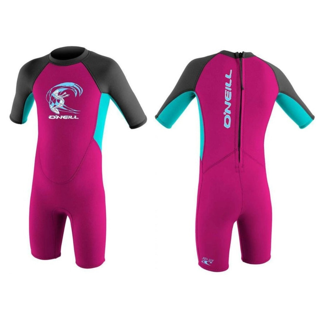 O’NEILL TODDLER REACTOR 2MM BACK ZIP SHORTY WETSUIT (Berry/Aqua) | O’neill | Summer Wetsuit - Northshore Newquay - Surf/Skate Shop