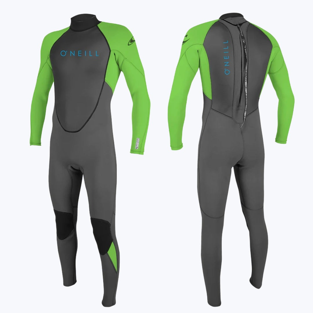 O’NEILL KIDS REACTOR-2 3/2MM BACK ZIP FULL WETSUIT ( Blk/Green) | O’neill | Summer Wetsuit - Northshore Newquay - Surf/Skate