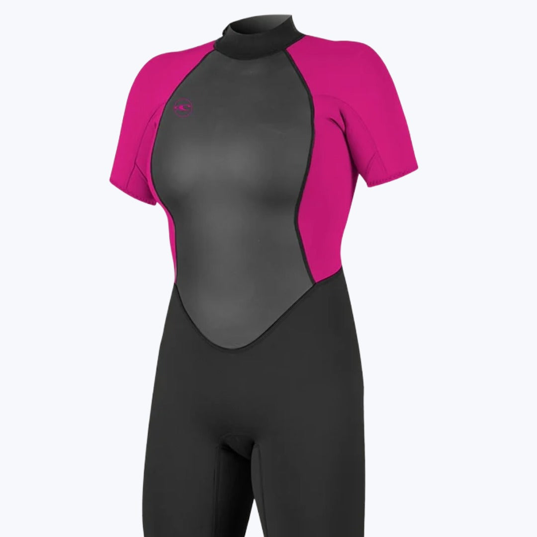 O’NEILL WOMENS REACTOR 2MM BACK ZIP SHORTY WETSUIT - Black / Berry | O’neill | Summer Wetsuit - Northshore Newquay - Surf/Skate Shop