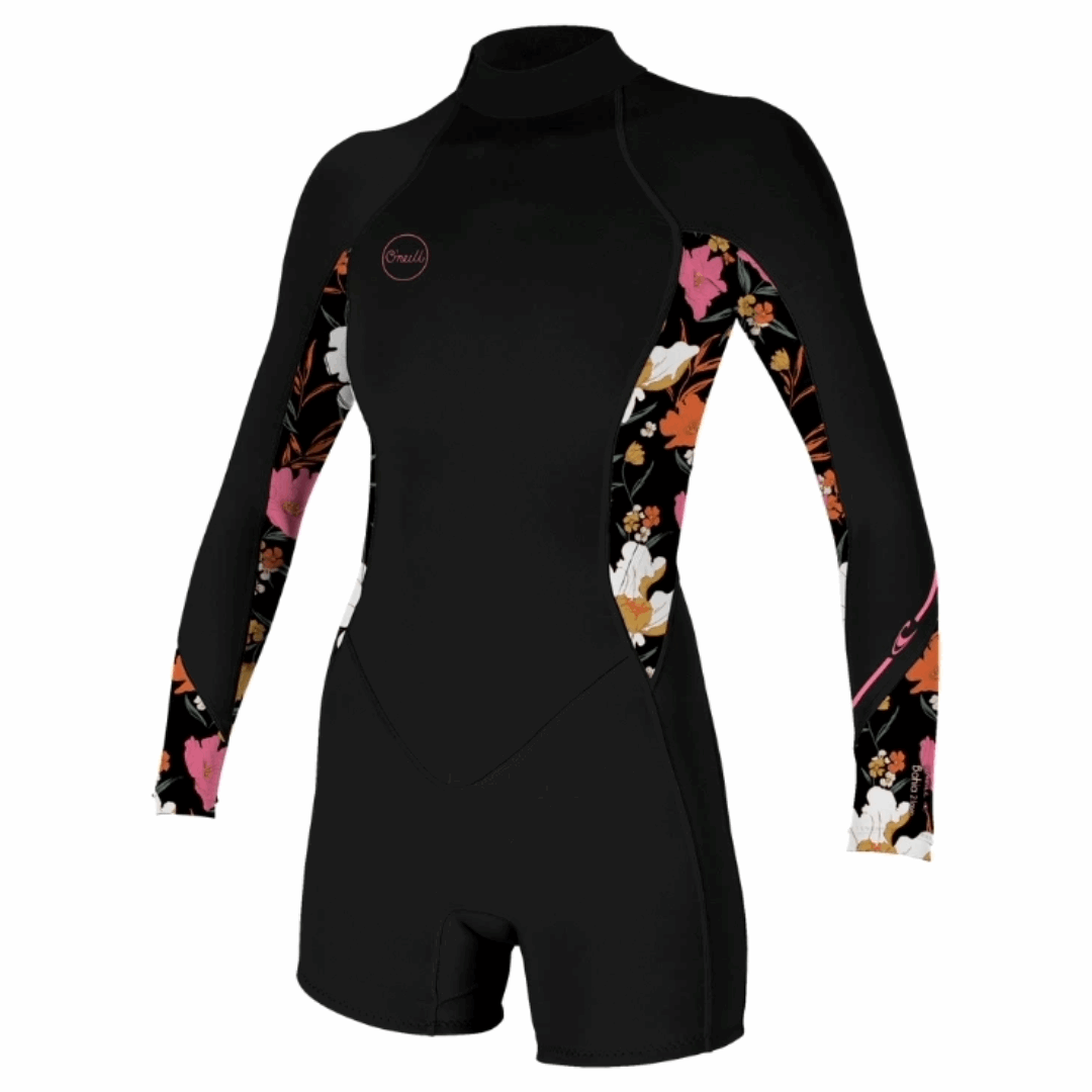 O'Neill Ladies Bahia Long Sleeve Shorty 2/1mm Wetsuit - Black / Bluemchen | O’neill | Summer Wetsuit - Northshore Newquay - Surf/Skate Shop