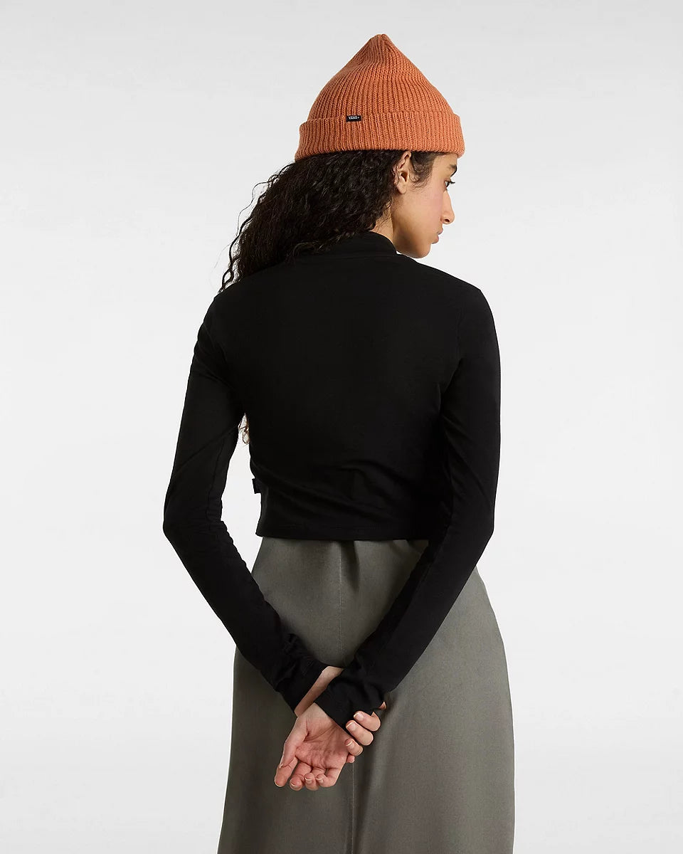 Vans Mini Mock Neck Long Sleeve T-Shirt-Black | Vans | T Shirt
